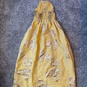 Zara Gold and Cream Textured Dress